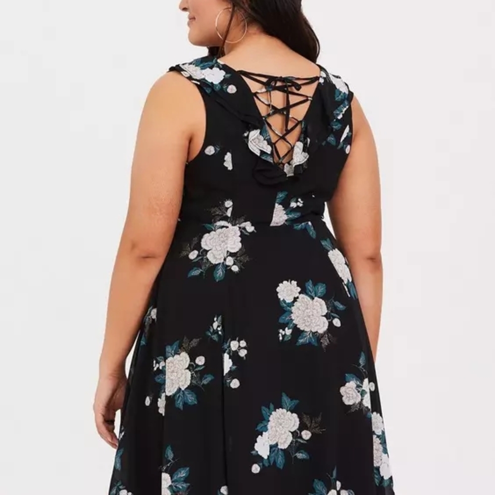 Torrid 18 2X Floral Chiffon Skater Dress - Picture 3 of 9